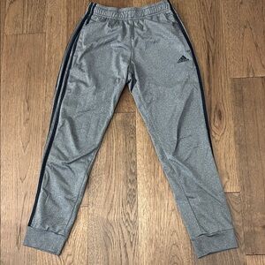 Adidas Gray Joggers with Black Stripes